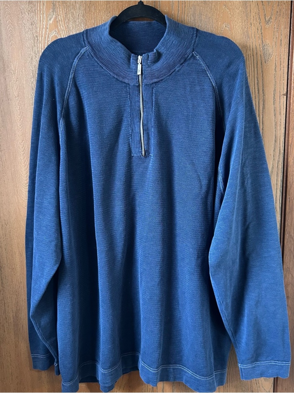 Tommy Bahama Mens Sz 3XL Blue 1/4 Zip Cotton Knit Pullover Sweater Longsleeve